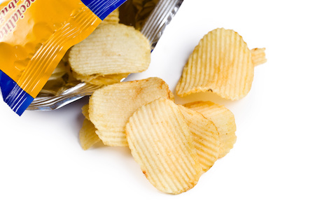 Tasty potato chips as a snack
